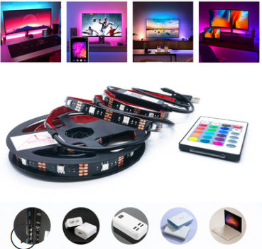  Lumi&egrave;re de fond TV rvb, application Bluetooth Usb, bande lumineuse Led avec t&eacute;l&eacute;commande 